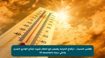 طقس السبت.. ارتفاع الحرارة يهيمن مع أمطار غزيرة تجتاح الوادي الجديد وأعلى درجة بالعاصمة 35